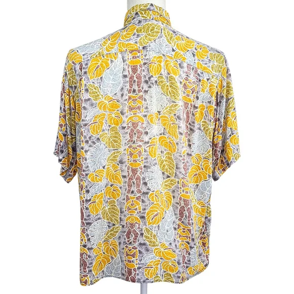 Vintage Aloha Reyn Spooner Hawaiian Shirt Men L Rayon Tiki Resort - Picture 2 of 8